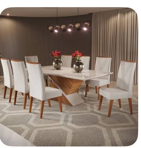 Mesa de jantar de oito cadeira